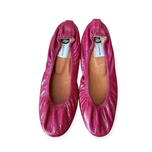 Lanvin Classic Ballerina Flats. in Magenta/Pink Cracked Patent Leather,   39 EU - Picture 1 of 15
